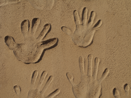 Wall with a type of the human handの写真素材