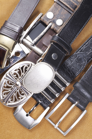 Belts and buckles for menの写真素材