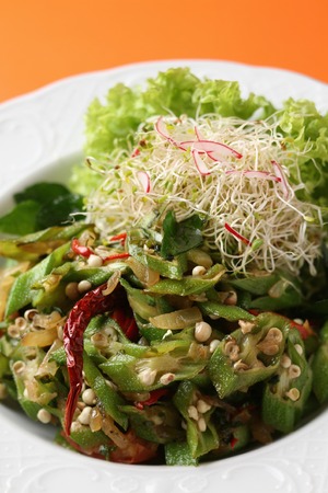 Indian okra saladの写真素材