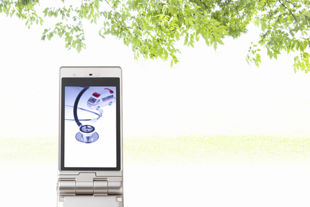 Stethoscope and ambulance moves to mobile screen
