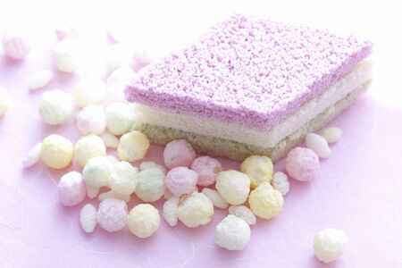 The chicks Hail and Hishi Mochiの写真素材