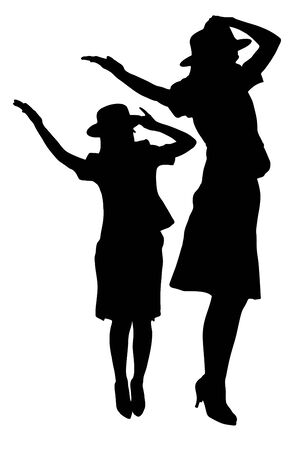 Silhouette of a woman to jumpの写真素材