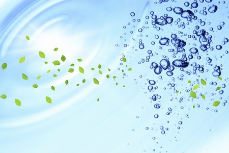 Water and fresh green leaves
