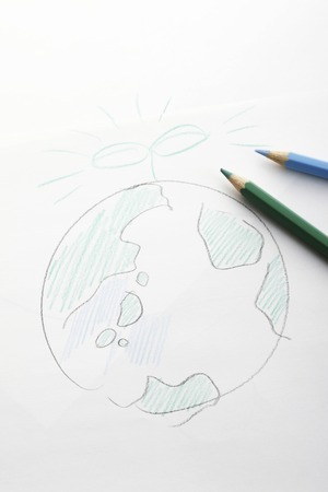 Handwriting of the earth and Futabaの写真素材