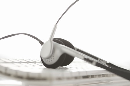 PC and headsetの写真素材