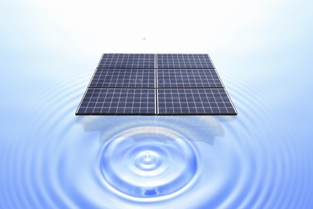 Solar panels and water droplets