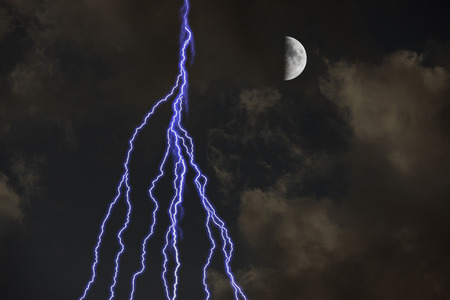 Thunder and the moonの写真素材