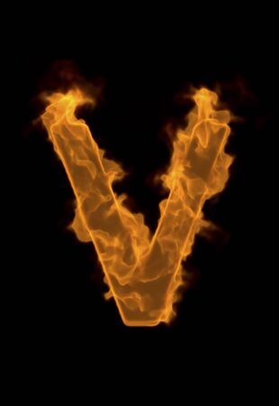 Alphabet V of flameの写真素材