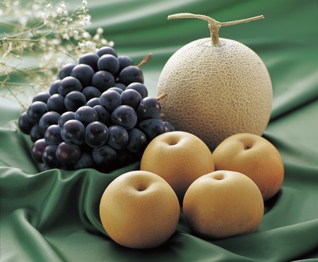 Cantaloupe and grape and pearの写真素材