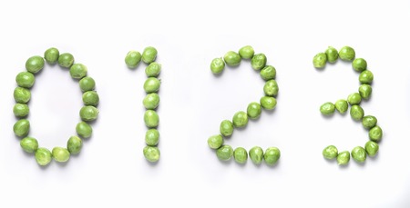 Number made with green peasの写真素材
