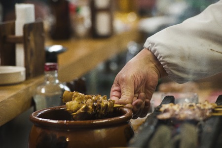 Grilled chicken and sauceの写真素材