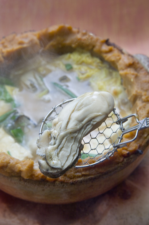 Bank pan of oystersの写真素材