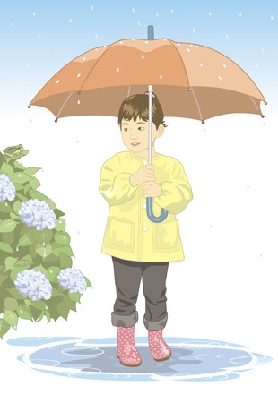 The frog and childrenの写真素材