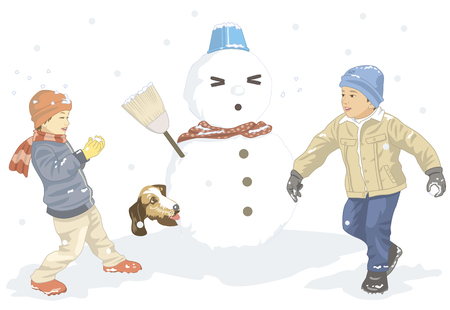 Snowball fightの写真素材