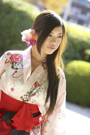 Women dressed in kimonoの写真素材