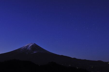 Starry sky and Fujiの写真素材