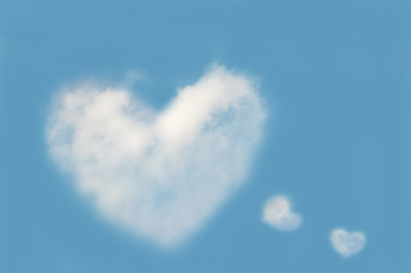 Heart-shaped cloudsの写真素材