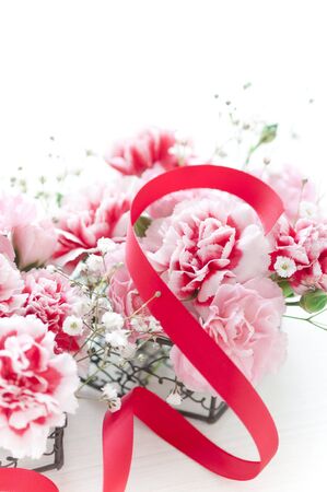 Carnations and Ribbonの写真素材