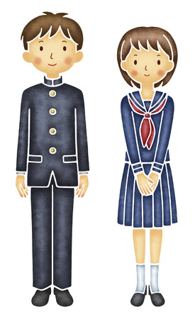Junior high school boys and girlsの写真素材