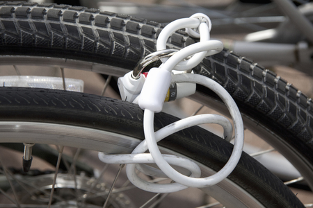 Wire lock of bicycleの写真素材