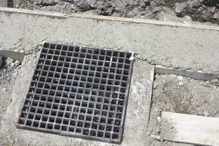 Foundation construction of sidewalksの写真素材