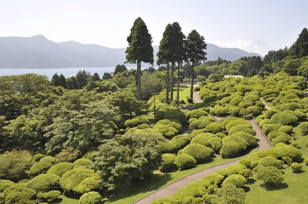 Lake Ashi and azalea gardenの写真素材