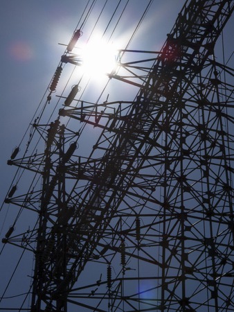 Solar tower and the backlight of high-voltage transmission line