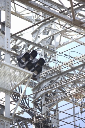 Transmission line tower of railway