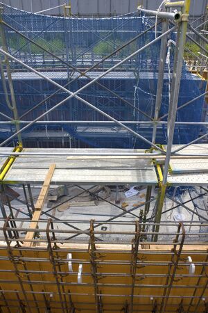 Scaffolding at a construction siteの写真素材