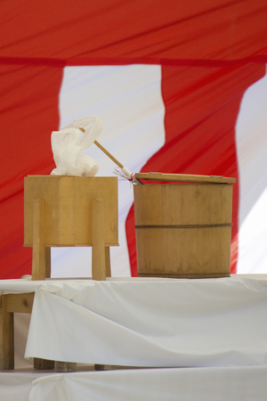 Makeshift tent of Jichinsaiの写真素材