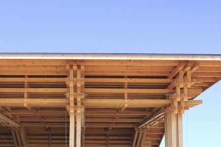 Building and blue sky of the wooden building