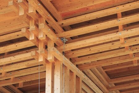 Half-timbered ceiling wooden buildingの写真素材