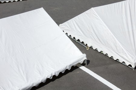 White tent to assemble nowの写真素材