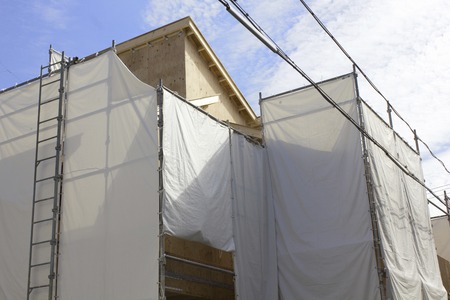 Construction of wooden housesの写真素材