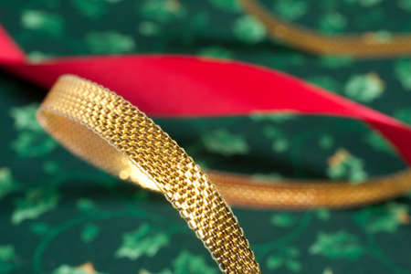 Christmas gold and red ribbon