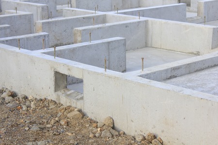 Foundation construction of newlybuilt housingの写真素材