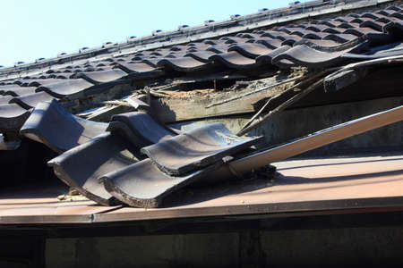 Broken roof tiles