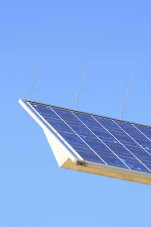Solar power panel of street cornerの写真素材