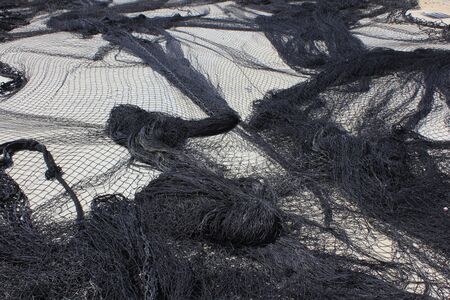 In the fishing port dried with fishing nets