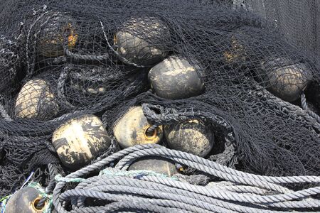 In the fishing port dried with fishing nets