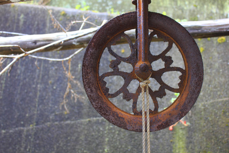 Pulley of Tsurube wellの写真素材