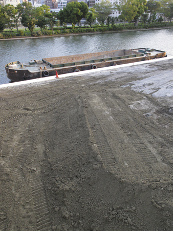 Sediment and sediment carrier landfillの写真素材