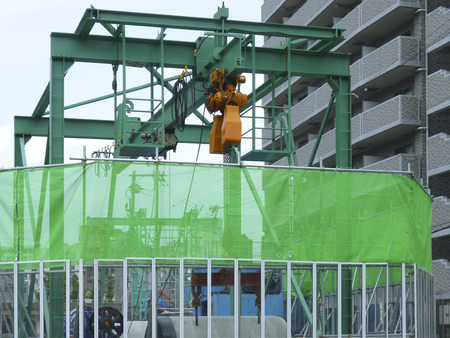 See-through fence of road construction siteの写真素材