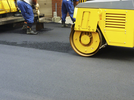 Asphalt laying of road
