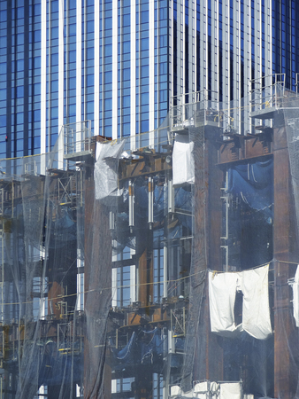 Steel building construction construction site