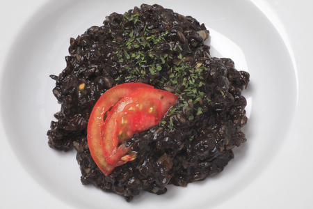 Squid ink risottoの写真素材