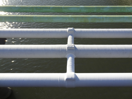 Water pipe to pass a riverの写真素材
