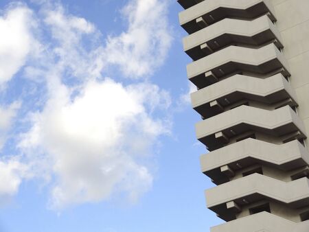 Fire escape and blue sky apartment