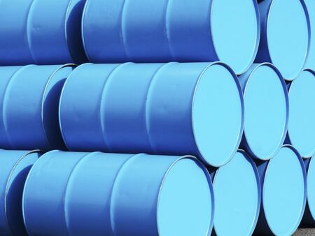 Blue drums were stacked