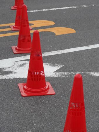 Road closed to traffic of the pylonの写真素材